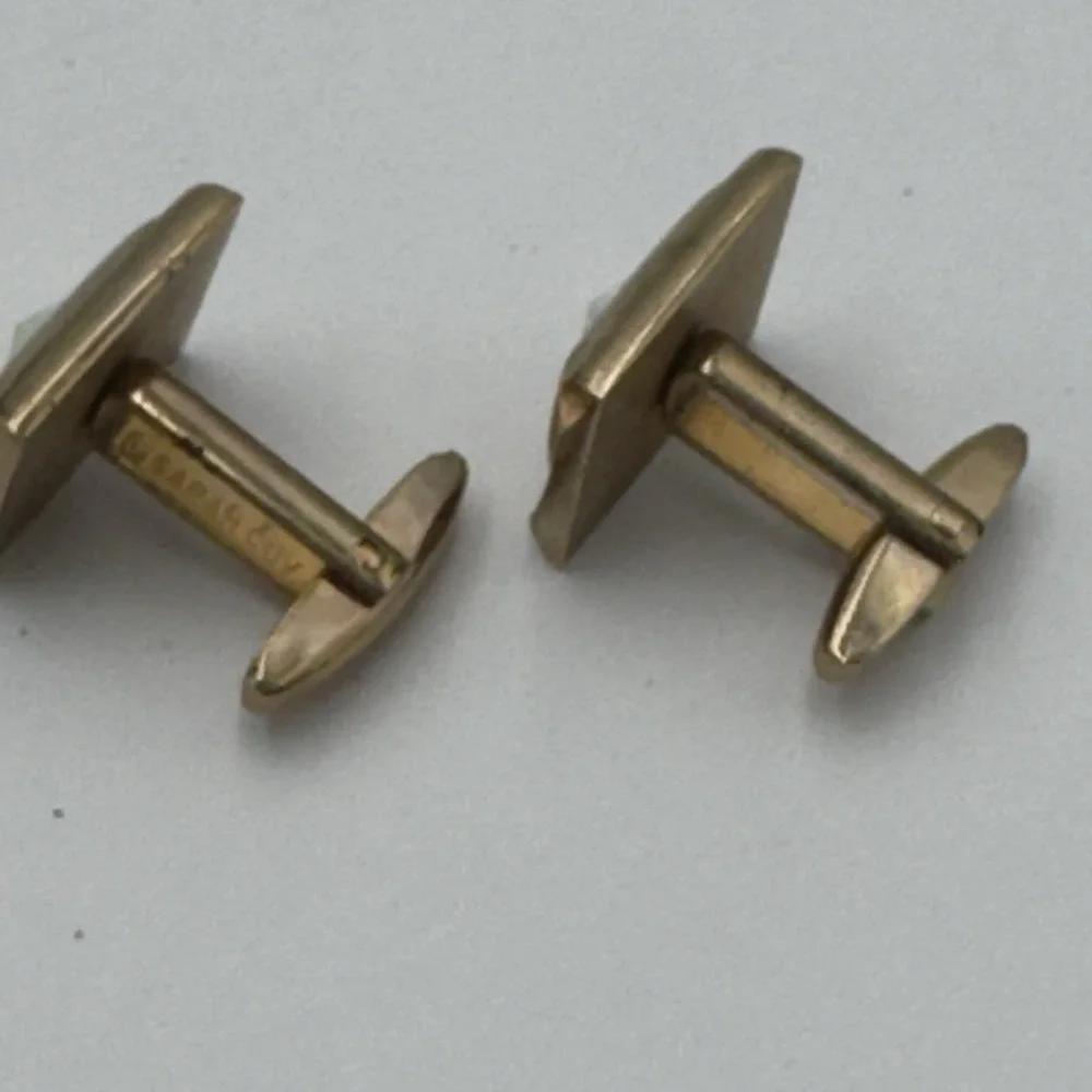 Cufflinks Sarah Coventry Vintage Gold Iridescent Rhinestones Formal Wear Vtg 5/8